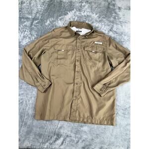 Habit Men’s L Performance Fishing Shirt Solar Factor Long Sleeve Tan Excellent